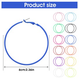 12 Pairs of Neon Hoop Earrings for Women Vintage Large Bright Hoop Earrings Lightweight 80s Classic Large Earrings Neon Hoop Earrings for 80s Outfit Women's Party Vintage Costume Party, Metal, No