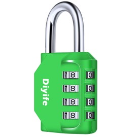 Combination Padlock, Diyife Heavy Duty 4 Digit Padlock Weatherproof Outdoor Locker Padlock for School Gym Locker, Shed, Fence, Hasp, Garage, Gate, Toolbox, Door (Green)