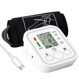 Okaywork Digitales Blutdruckmessgerät,Oberarm-Blutdruckmessgerät,LCD-Bildschirm,vollautomatische Blutdruck- und Pulsmessung am Oberarm mit Arrhythmie-Erkennung für den Heimgebrauch,2 * 99 Speicher