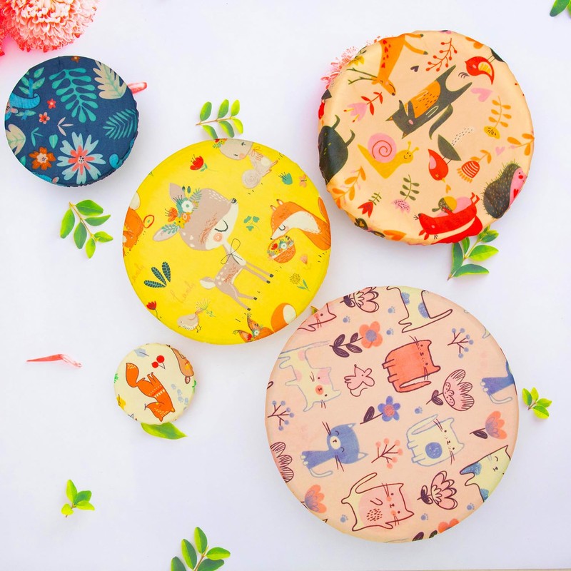 5 Pieces Beeswax Bowl Covers Reusable Beeswax Food Wrap Stretch