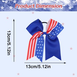 4th of July Patriotic Hair Accessories - White, Blue, Red Ribbon Bows, Scrunchies, Flag Design Cheer Bows for Women (2Pcs)
