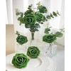 Gankar Sage Green Roses Artificial Flowers 25pcs, Sage Green Artificial