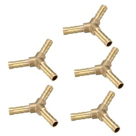 sourcing map 6 mm 3 Way Hose Connector, Brass, Hose Connectors for Air, Gas, Water, Fuel, Pack of 5