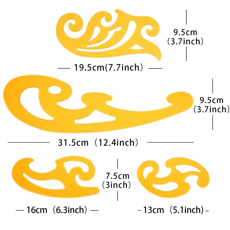 6 Pieces French Curve and Template Ruler Set Drawing Template