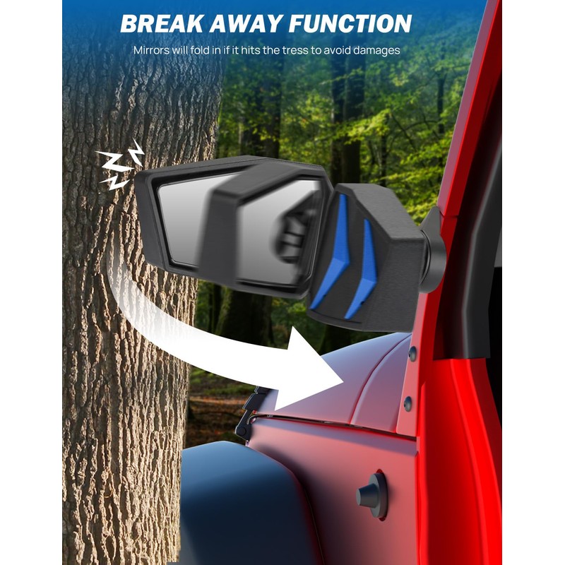 JOYTUTUS Mirrors Doors Off Compatible with 1997-2018 Wrangler TJ JK