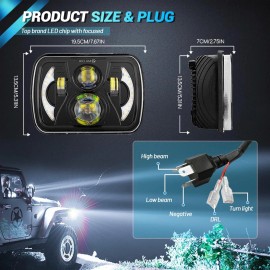 Unbranded Pair 5x7 7x6" LED Headlights DRL For Ford F650 F750 F-250/350/450 Super Duty New