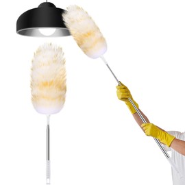 Remerry Extendable Lambswool Duster 30-96 Inch with Stainless Steel Handle Removable Head Multi-Surface Cleaning Tool for Ceiling Fan, Window, Roof, Wall, Furniture, Bookshelf, Home, Office