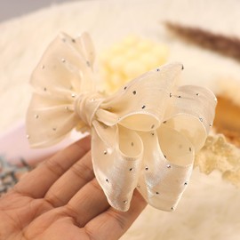 Bethynas Cute Bow-knot Lace Headband for Baby Girls Christening White Soft Cotton Elastic Lace Hairband Infant Toddlers Bows Crown Hair Accessories (Style B)