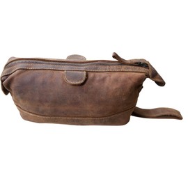 Leather Toiletry Bag: Vintage Travel Shaving & Double Set Cosmetics & More: Spacious Interior & Compact Fits Easily in Luggage, brown, toiletry bag