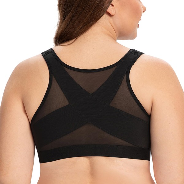 CASOLACE Women's Front Closure Full Coverage Back Support Wireless Posture