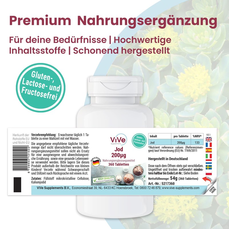 Iodine 200 μg - 360 tablets - swallow-friendly - 200