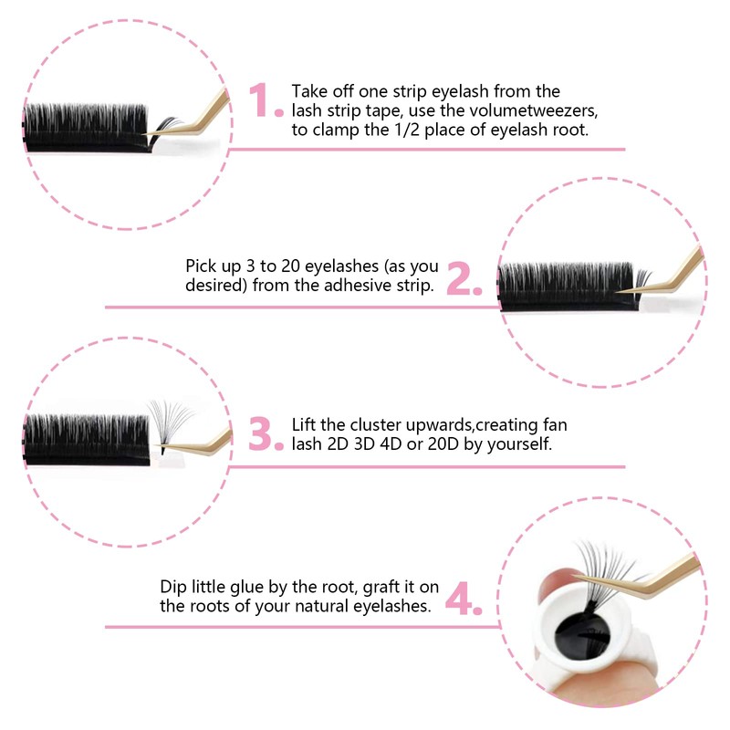 Oreola Volume Eyelashes, D Curl, 0.07 mm Thick, 12 mm