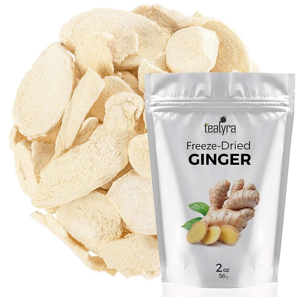 Ginger - Freeze Dried Fruits Snacks Chunks - Non-GMO - Gluten-Free - No Sugar Added - 100% Natural and Organically Processes - Tealyra