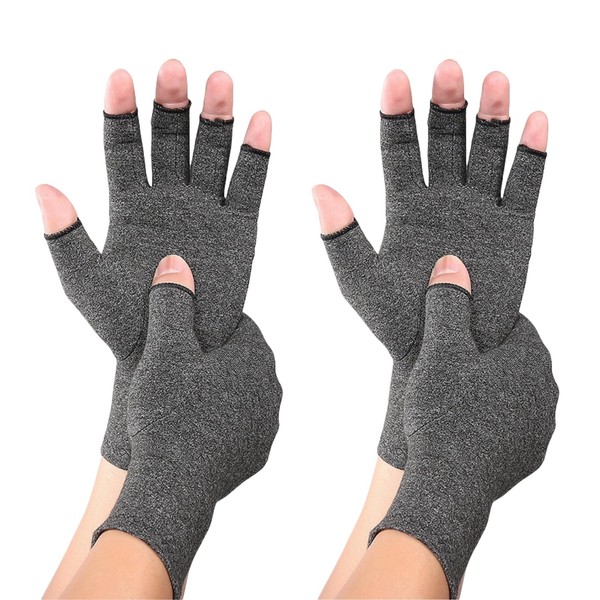 SamHeng 2 Pairs Compression Gloves for Women Men, Fingerless Gloves