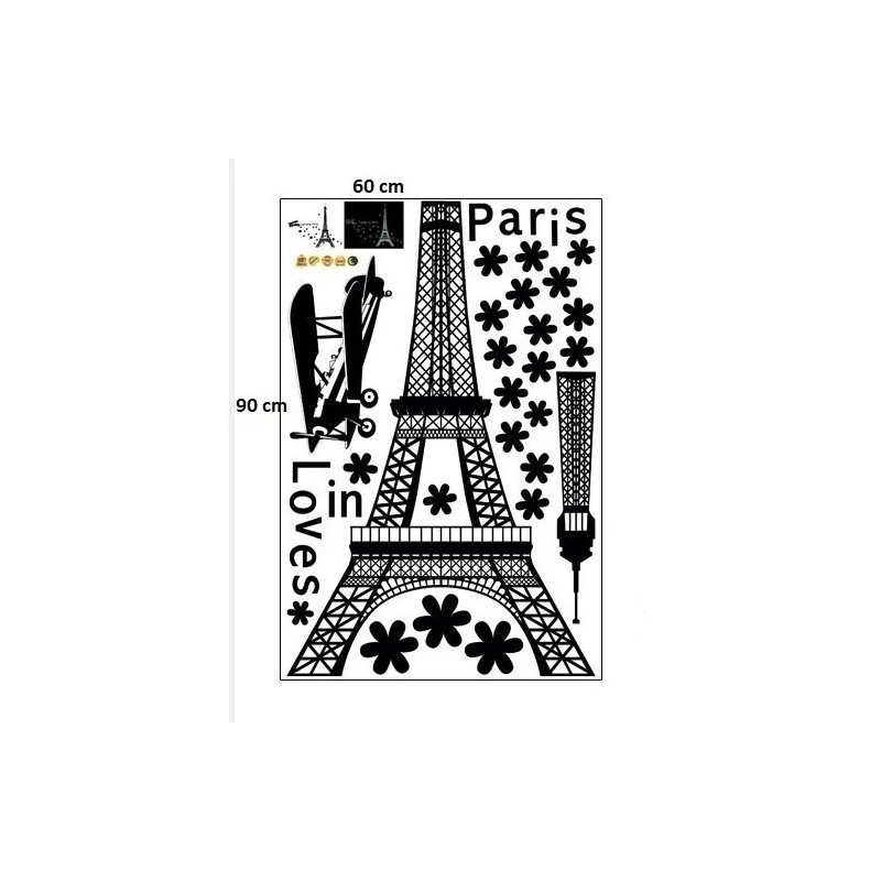 DaraBaby Vinil Decorativo Torre Eifel Paris Florecente Sala Estancia