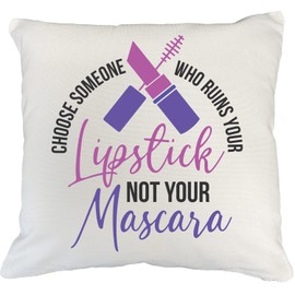 Choose Someone Who'll Ruin Your Lipstick White Pillow Cover for Women 20x20 in White Linen Throw Pillow Cover