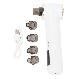 Facial Pore Cleaner Tools Hot Compress Pore Vacuum Electric Blackhead Remover with 4pcs Replacement Suction Heads White