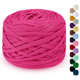 LEREATI 285 g T-Shirt Yarn, Textile Yarn for Crochet Baskets, Ribbon Yarn, Polyester Rope Yarn for Crocheting, T-Shirt Yarn for Crocheting, Crochet Baskets, Bags, Carpets, Wall Hanging, Macrame (Rose