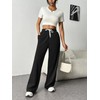 PINSPARK Women's Sweatpants Wide Leg Lounge Pants Elastic High Waist