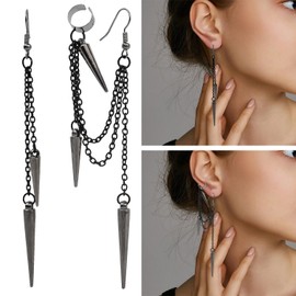 Gothic Sword Earrings, 1 Pair Gothic Earrings Black Gothic Jewelry Punk Tassel Earrings Vintage Jewelry Rock Dangle Drop Chain Earrings for Men Women