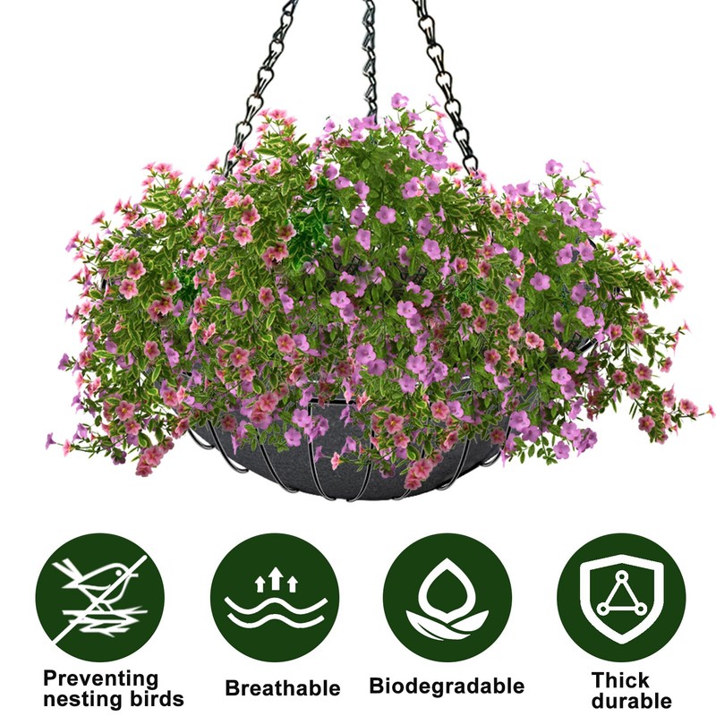 3PCS 14 Inch Round Hanging Basket Liners Fabric Hanging Plant