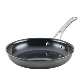 Anolon Everlast N2 Carbon Steel Frying Pan/Skillet with Helper Handle, Compatible with All Cooktops, Metal Utensil Safe, 10 Inch Open Fry Pan - Black