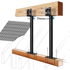 2Pack 3.6" 304 Saddle Stainless Steel Roof Riser for Patio Pergola, 18-1/4 Inches High, Pergola Roofs Riser Beam Brackets, Adjustable Roof Riser Hardware for Patio Pergolas, Black Finish (Heavy)