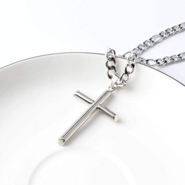 14K Gold Figaro Chain Style Cross Pendant Necklace Solid Plated Clasp for Men,Women,Teens Thin for Charms Miami Cuban Link Diamond Cut