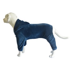 Dog Pajamas Pet Jumpsuits PJS for All Seasons, Velvet Dog Hoodies 4 Legs Four Feet Dog Onesies Stylish PJS Puppy Costume Cotton Liner Warm Pet Clothes for Small Medium Large Dogs Darkblue XXL