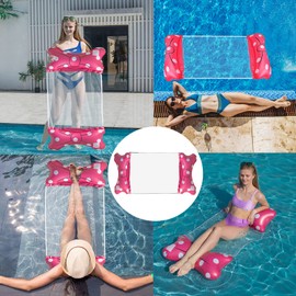 Inflatable Swimming Bed, Water Hammock, Inflatable Hammock, 4-in-1 Lounge Chair Pool Air Mattress, Water Toy Pool Accessories, Portable Swimming Mat for Adults and Children