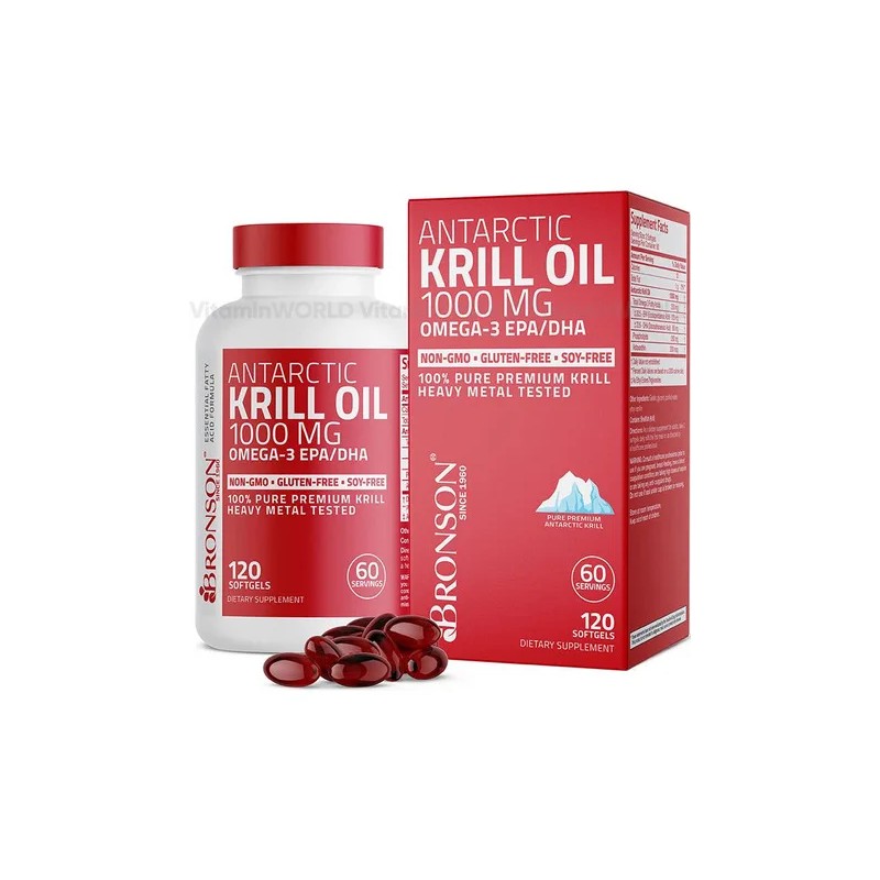 Bronson Aceite Krill Antártico 1000mg Omega-3 Epa Dha 120 Sg