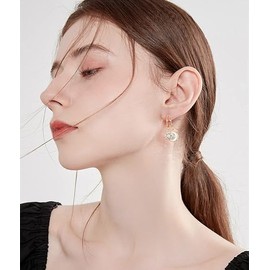 LYLYMIMI Dangle Earrings for Women 14K Gold Plated Hypoallergenic CZ Drop Dangle Hoop Earrings for Teen Girls Jewelry (Double hoop)