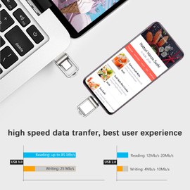 KOOTION USB Stick 128 GB USB 3.0 Type C USB Memory Stick Flash Drive Memory Stick OTG with Keyring Waterproof for Android Smartphones, Tablet (Silver 128GB)