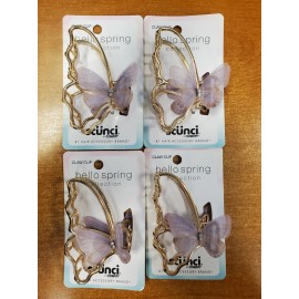 scünci 4 Pack: Scunci Purple Butterfly Gold Claw Clip Spring Collection (6198) R9P6a