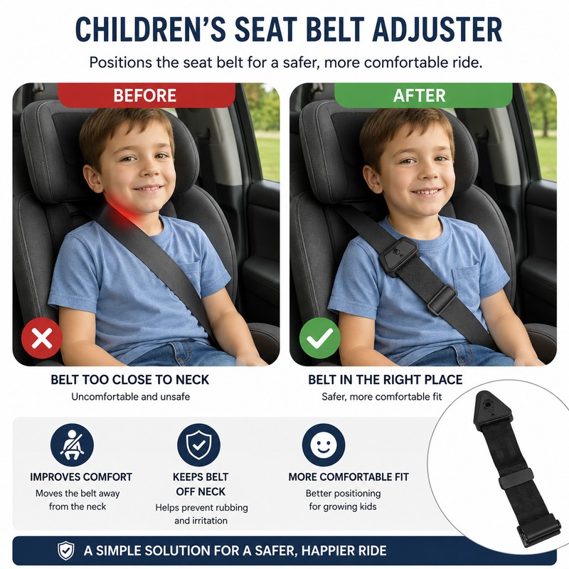Seat Belt Adjuster for Kids – Universal Shoulder Strap Positioning
