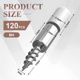 EFUTURETIME Pack of 120 Shelf Brackets Diameter 7.3 mm with White Rubber Protection, Shelf Support with M4 Self-Tapping Screw, Shelf Holder for Cupboard Shelf, Supports up to 20 kg