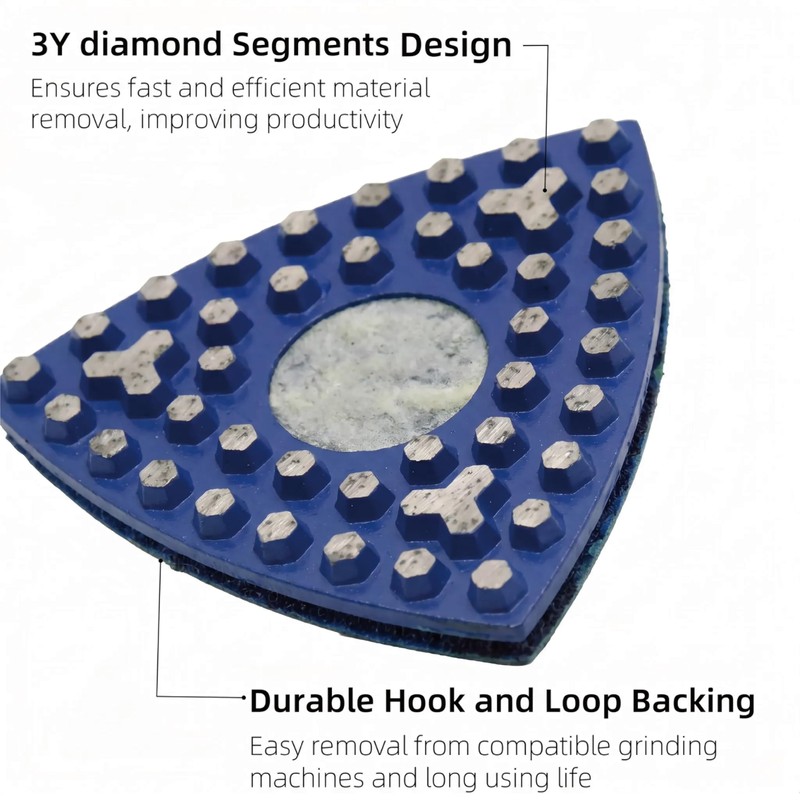 Triangular Diamond Grinding Pads for Corner Edge, 3 Inch Metal
