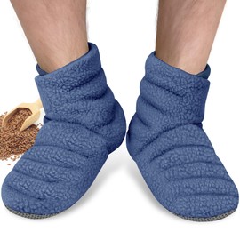 REVIX Microwave Booties for Cold Feet & Discomfort Relief, Heated Slippers for Women & Men with Moist Heat Therapy, Microwavable Foot Warmers for Home & Bed Use, Adjustable Non-Slip Slippers, Navy L