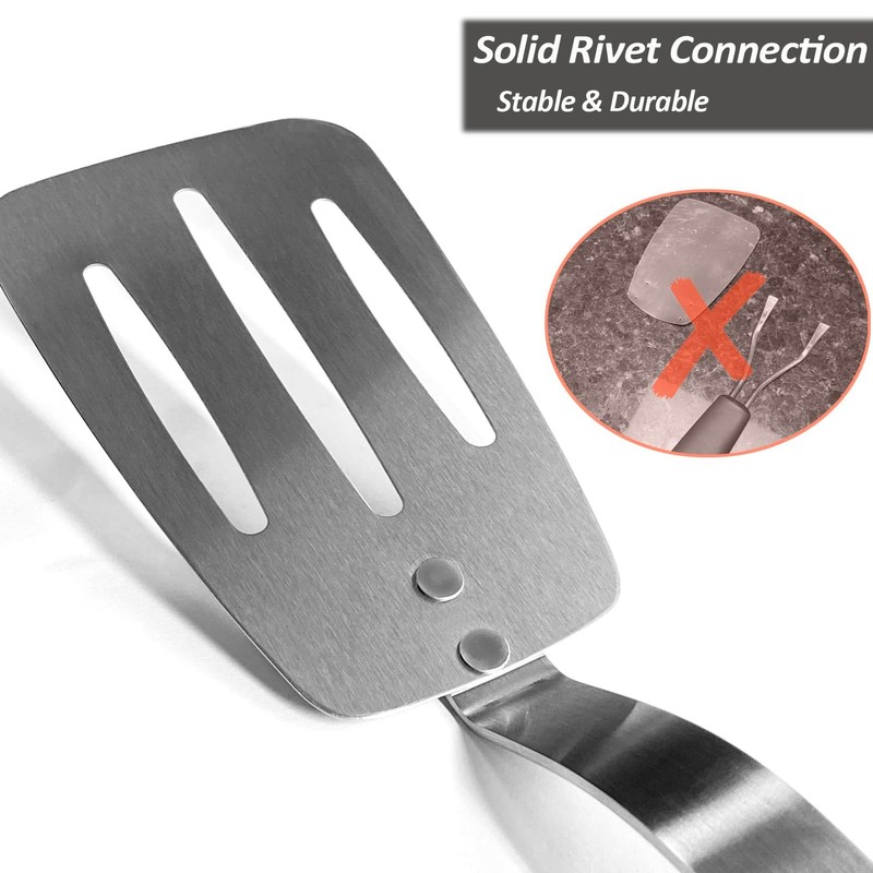 Stainless Steel Spatula, Flexible Metal Slotted Turner for Cast Iron