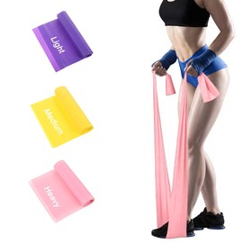 Faleior Resistance Bands Set, 3 Pack Professional Latex Elastic Bands for Home or Gym Upper & Lower Body Exercise, Physical Therapy, Strength Training, Yoga, Pilates, Rehab, Yellow & Purple & Pink