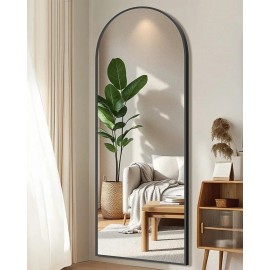 SUNQUEEN 58"x19" Floor Mirror Full Length, Arched 58L x 19"W, Black