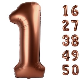 40 Inch Dark Brown Balloon Number 1 First Birthday Jumbo Mylar Foil Helium Chocolate Balloon for 10 21 31 Birthday Digital for Birthday Party Wedding Anniversary Party Decorations