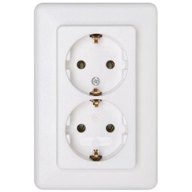 Kopp Europa 1 Single Socket for Household Use, 250 V (16A) IP20 Earthing Contact Socket, Flush-Mounted, Easy Wall Mounting, Arctic White, 113613087