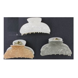 Mytoptrendz® 3 PCS Medium Hair Claw Clip Plastic Grip Strong Non-Slip Marble Pattern Glossy Clamp Women Girls Ponytail Clincher 3 Colour (6cm - Marble White, Grey, Beige mix)