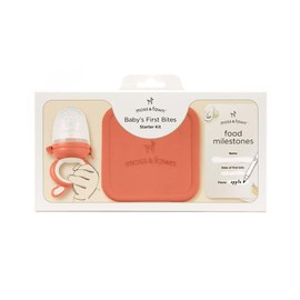 Moss and Fawn Baby’s First Bites Starter Kit – Ice Cube Tray, Forage Feeder, Freezer Mold & Pacifier Feeder –Milestone Magnet for Food Tracking & Feeding Tips – Baby Food Prep Essentials - Terracotta