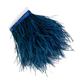 3 Yards 10-15cm Navy Ostrich Feathers Trim Fringe for DIY Dress Sewing Crafts Costumes Decoration