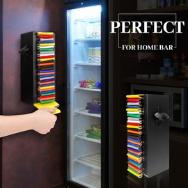 CRAKTH Metal Can Cooler Holder with Bottle Opener Wall Mount Compatible with Standard Can Cooler, Beer Sleeves Organizer and Dispenser, 12", Gifts for Dad