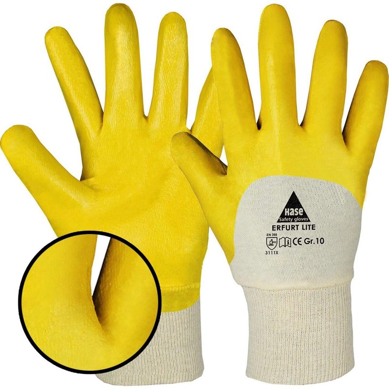 12 Pairs Rabbit Safety Erfurt Lite Nitrile Work Gloves, Partially