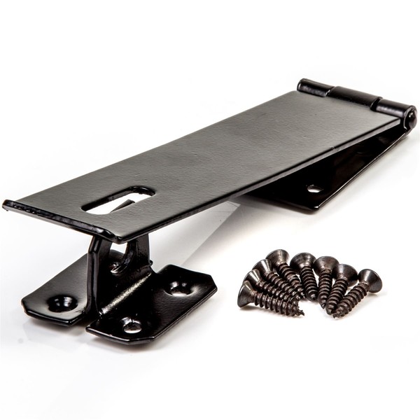 2X Black Safety Hasp & Staples - 150mm/6" - Heavy