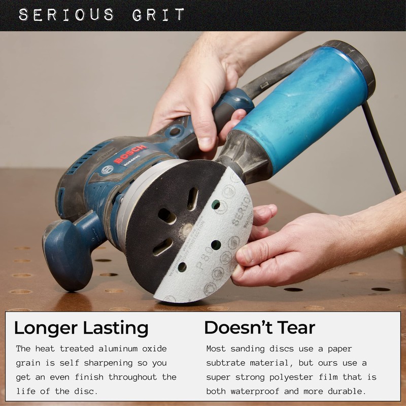 Serious Grit - 6-Inch 6-Hole 60 Grit Sanding Discs -